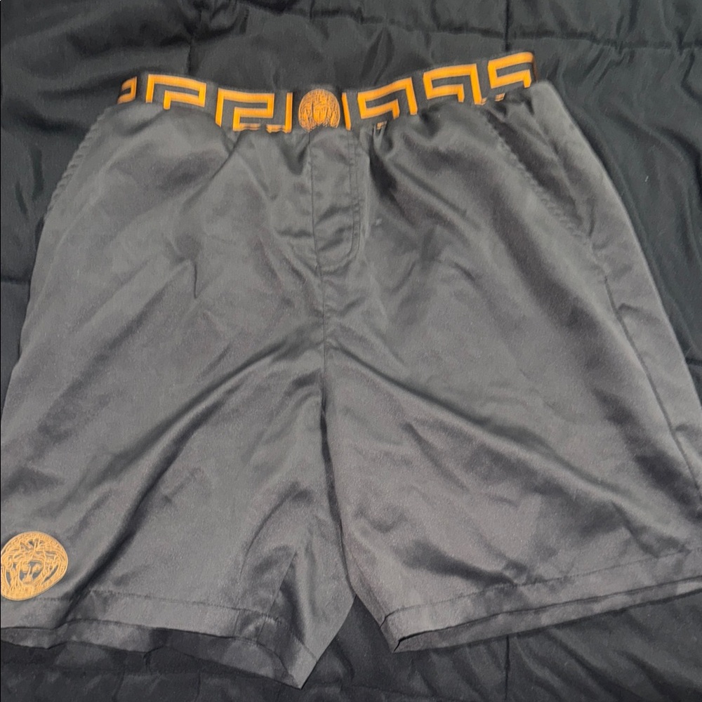 Versace Black Shorts with Gold Detailing